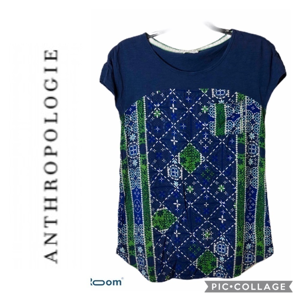 Meadow Rue Blue Green Diamond Floral Print Small